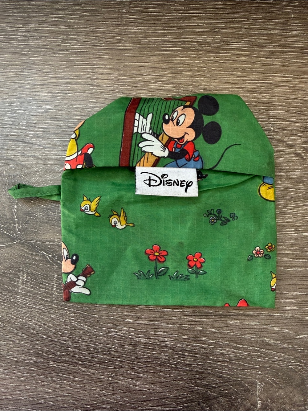 BAGGU Green Disney Mickey Mouse Floral Mini Pouch